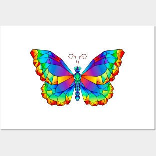 Rainbow Polygonal Butterfly Posters and Art